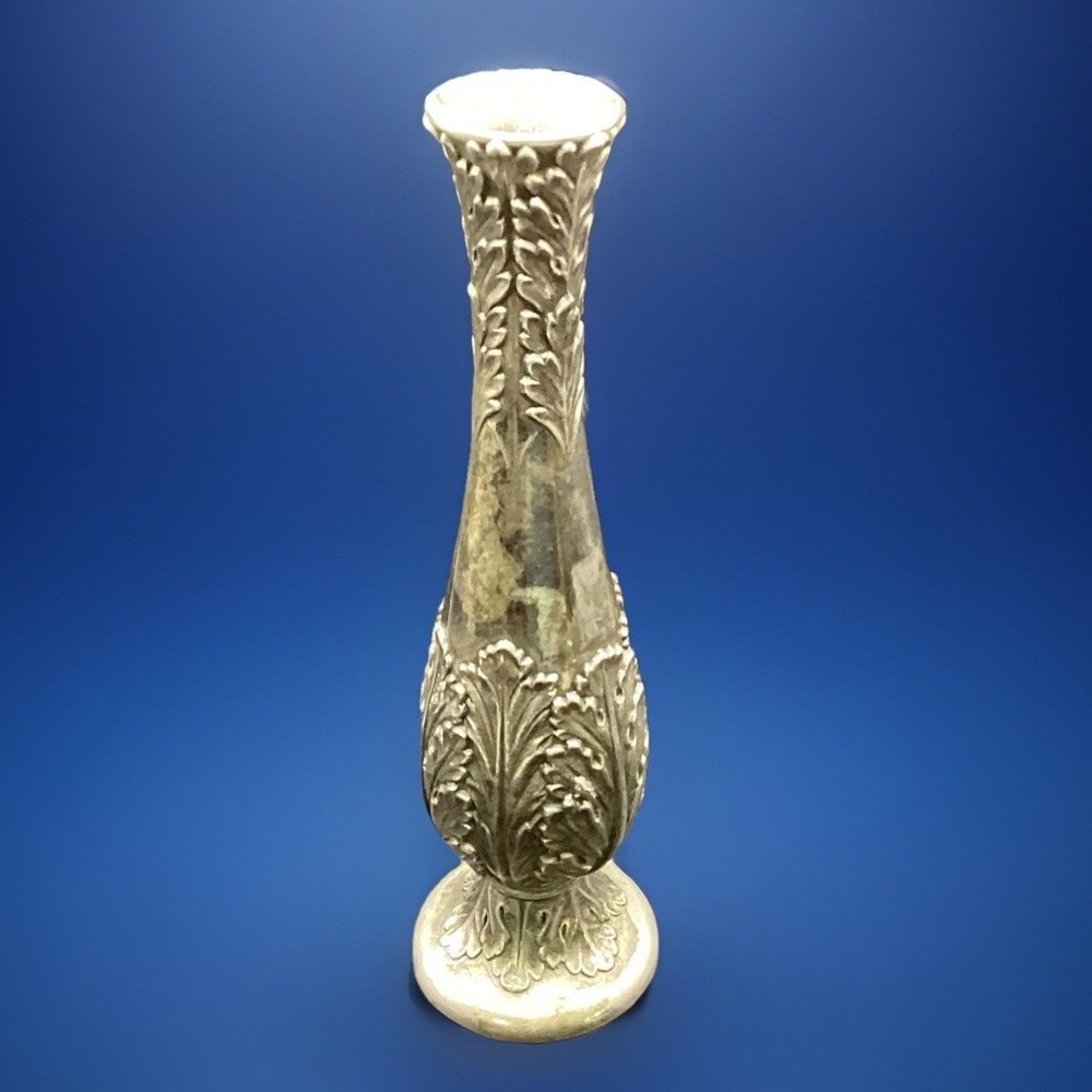 Bud Vase Vintage Art Nouveau Silver Plate 7"‎ Tall Floral Decor Intricate Detail